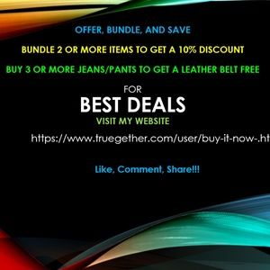 Buy 3+ jeans/pants to get a leather belt free
